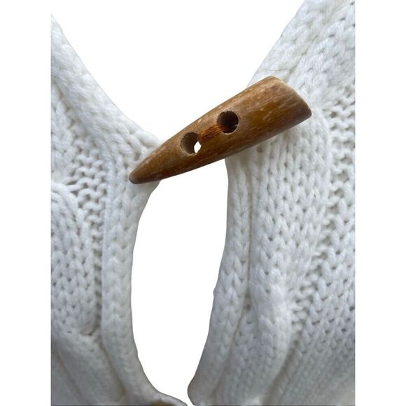 Fancy Design White Knit Hooded Sweater Jacket Toggle Buttons Size S/M NWOT - Picture 6 of 9